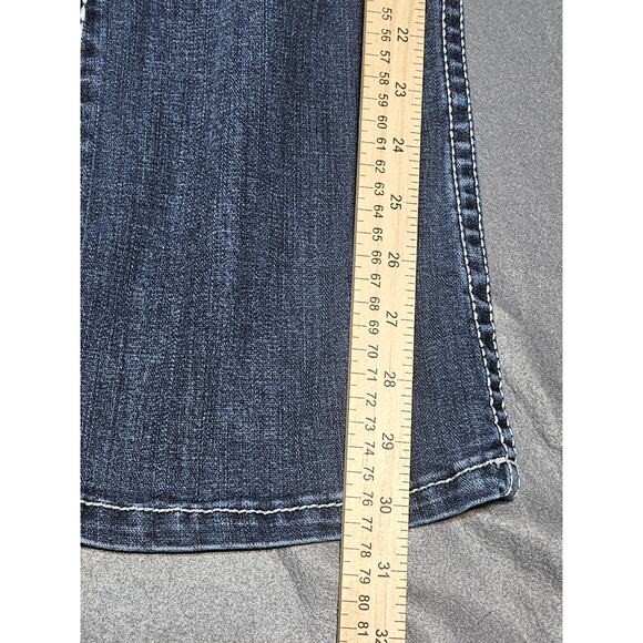 Wrangler Jeans Womens 5x32 Blue Boot Cut Western Cowgirl Rancher Rodeo Bedazzled - Picture 10 of 13